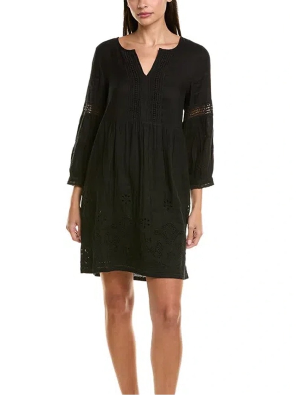 Tommy Bahama St. Lucia split neck black linen dress, size small